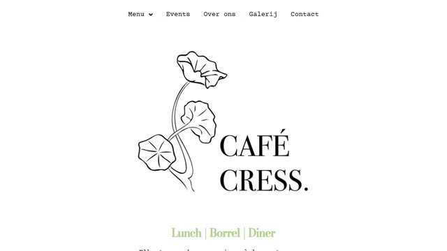 The homepage of Café Cress