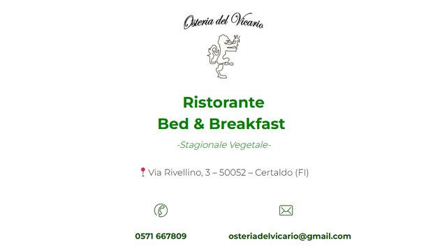 The homepage of Osteria del Vicario